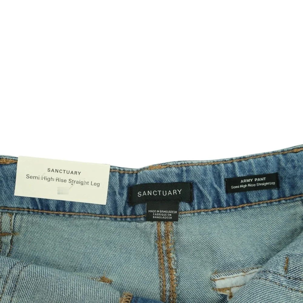 Sanctuary Army Pant‎ Jeans 31 Semi High Rise Straight Leg Utility Denim NWT